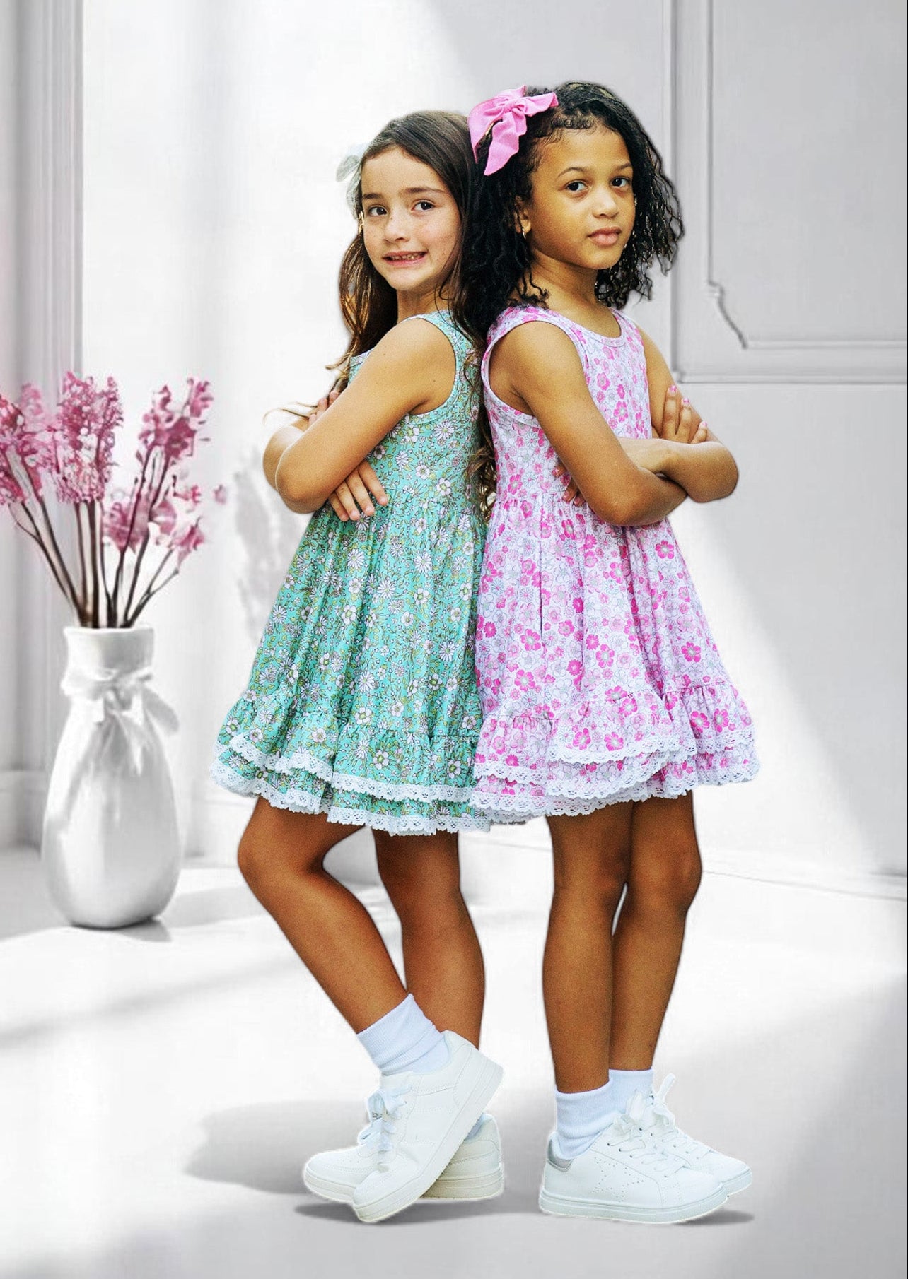 Toddler Girls Green Print Twirl Dress