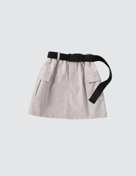 Side Pocket Khaki Skirt | Black Army Belt