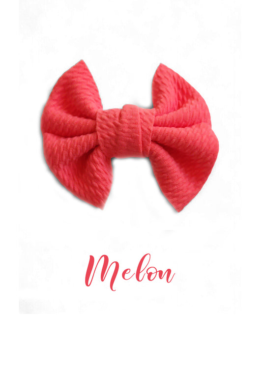 Coral Melon Soft Textured Hair Bow Clip