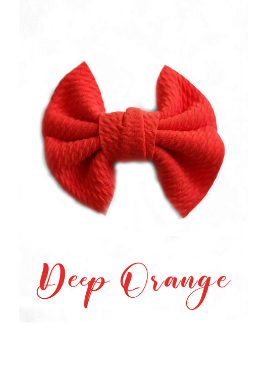 Deep Orange Soft Textured Hair Bow Clip