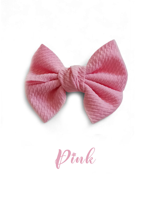 Pink Girls Soft Textured Hair Bow Clip