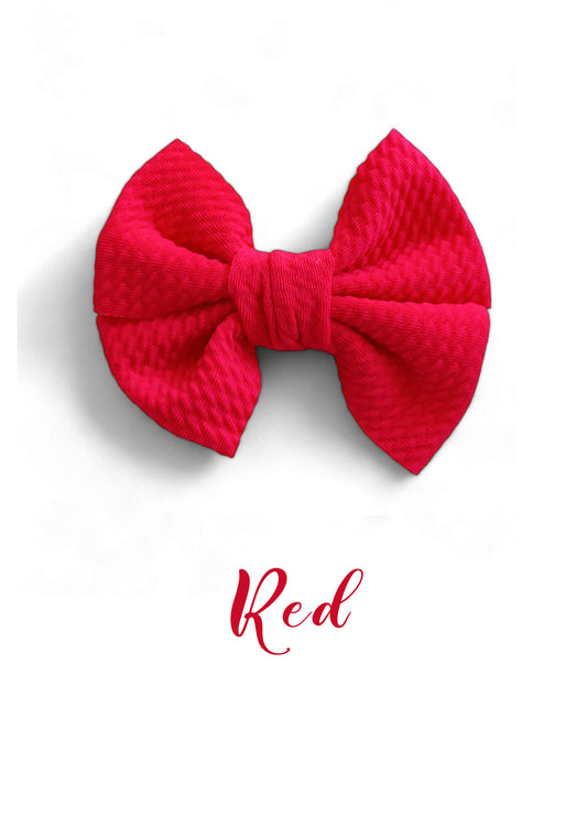 Red Soft Textured Hair Bow Clip