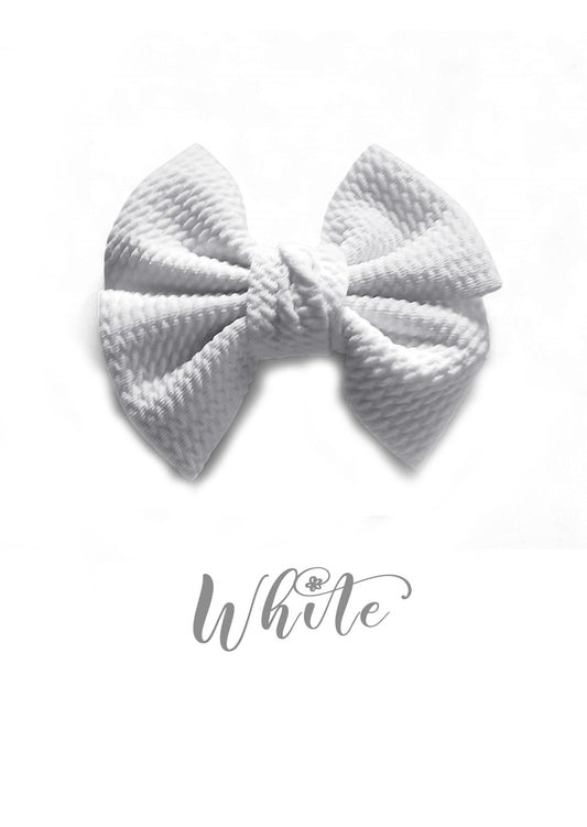 White Girls Soft Textured Hair Bow Clip